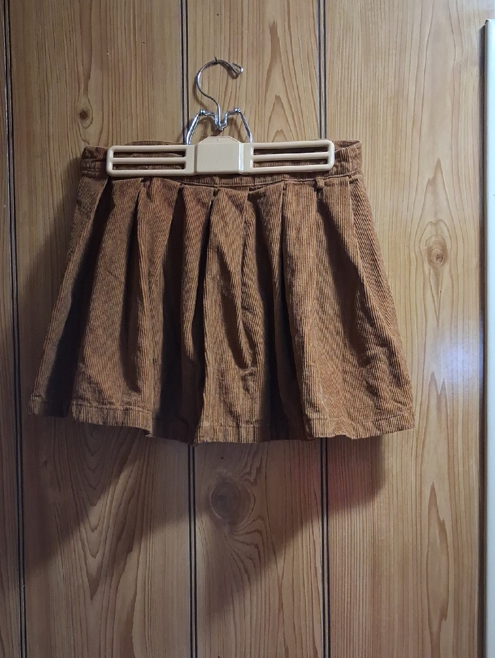 Forever 21 Brown Corduroy Pleated Skater Mini Skirt